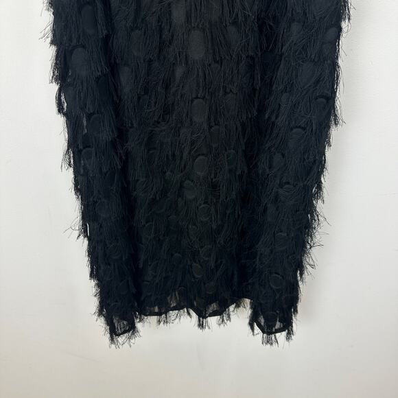 Anthropologie Roxie Textured Fringe Mini Dress Black Party Cocktail US 8 NWT - Picture 7 of 12